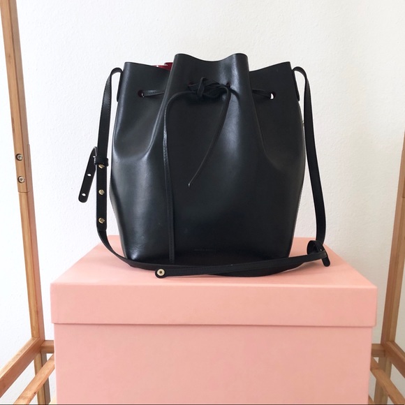 Mansur Gavriel Handbags - Mansur Gavriel Black Leather Large Bucket Bag